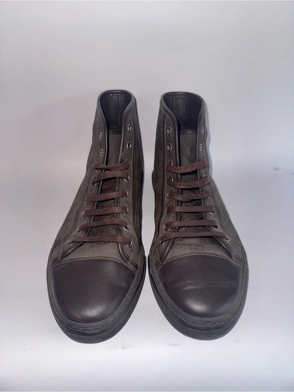 Gucci Brown GG Monogram Canvas Men’s High Top Sneaker Size 7.5